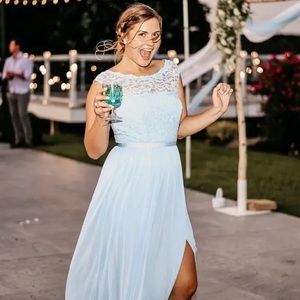 David’s Bridal Steel Blue Bridesmaid Dress Size 12